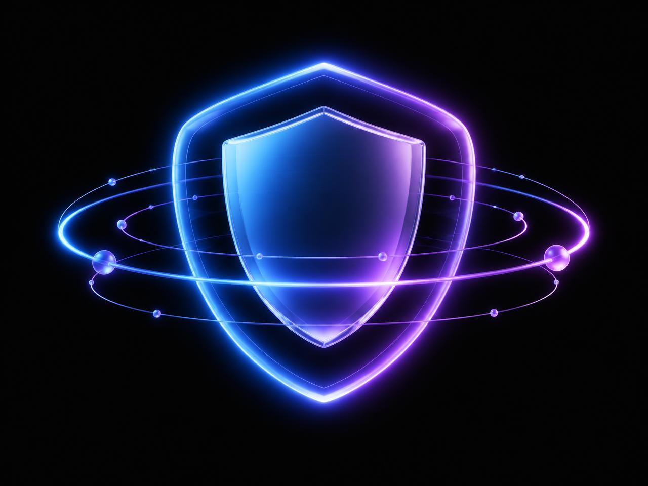 Glowing shield representing website protection and care